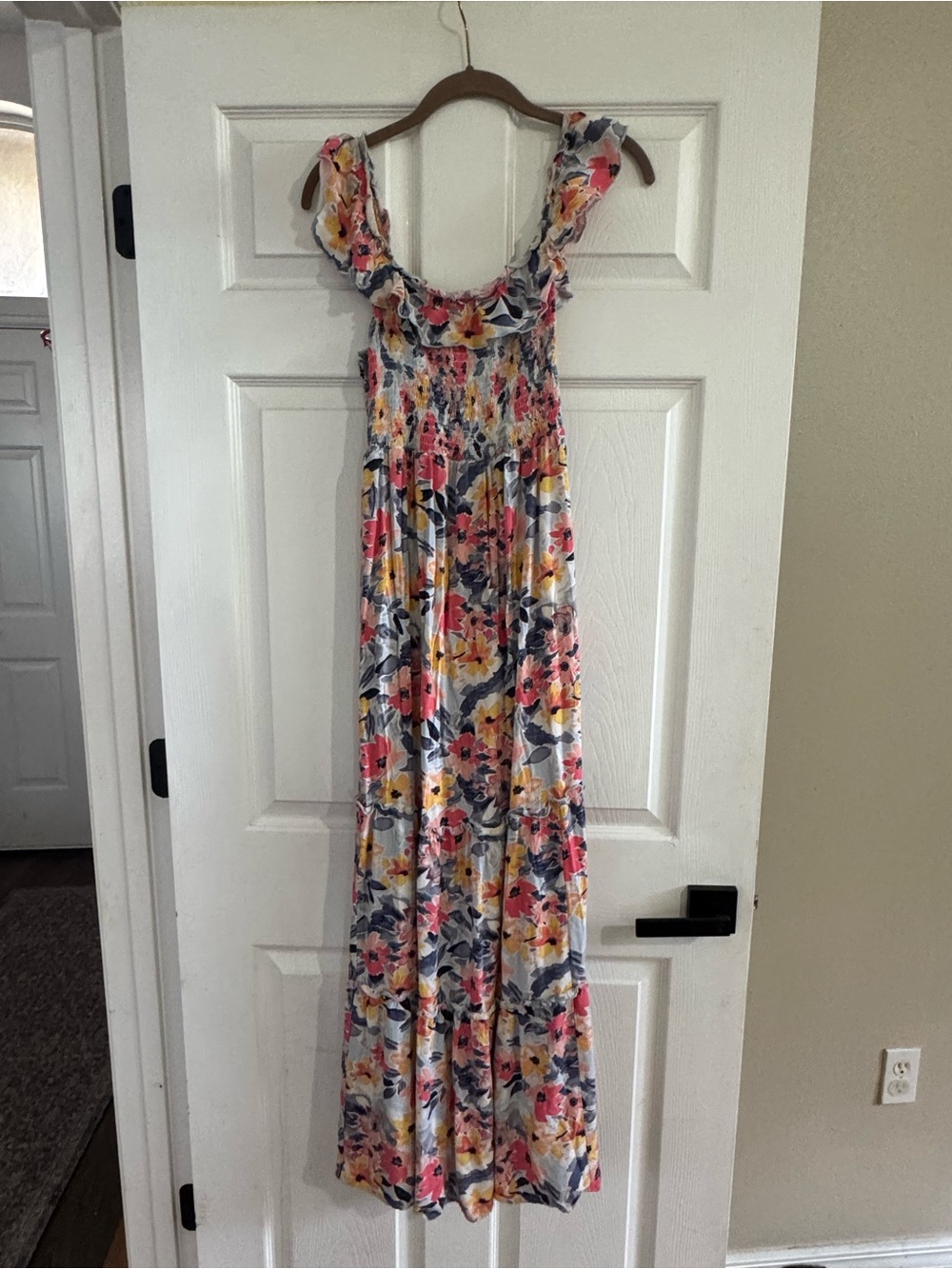 Floral Smocked Maxi Dress - Pink & Yellow Maternity